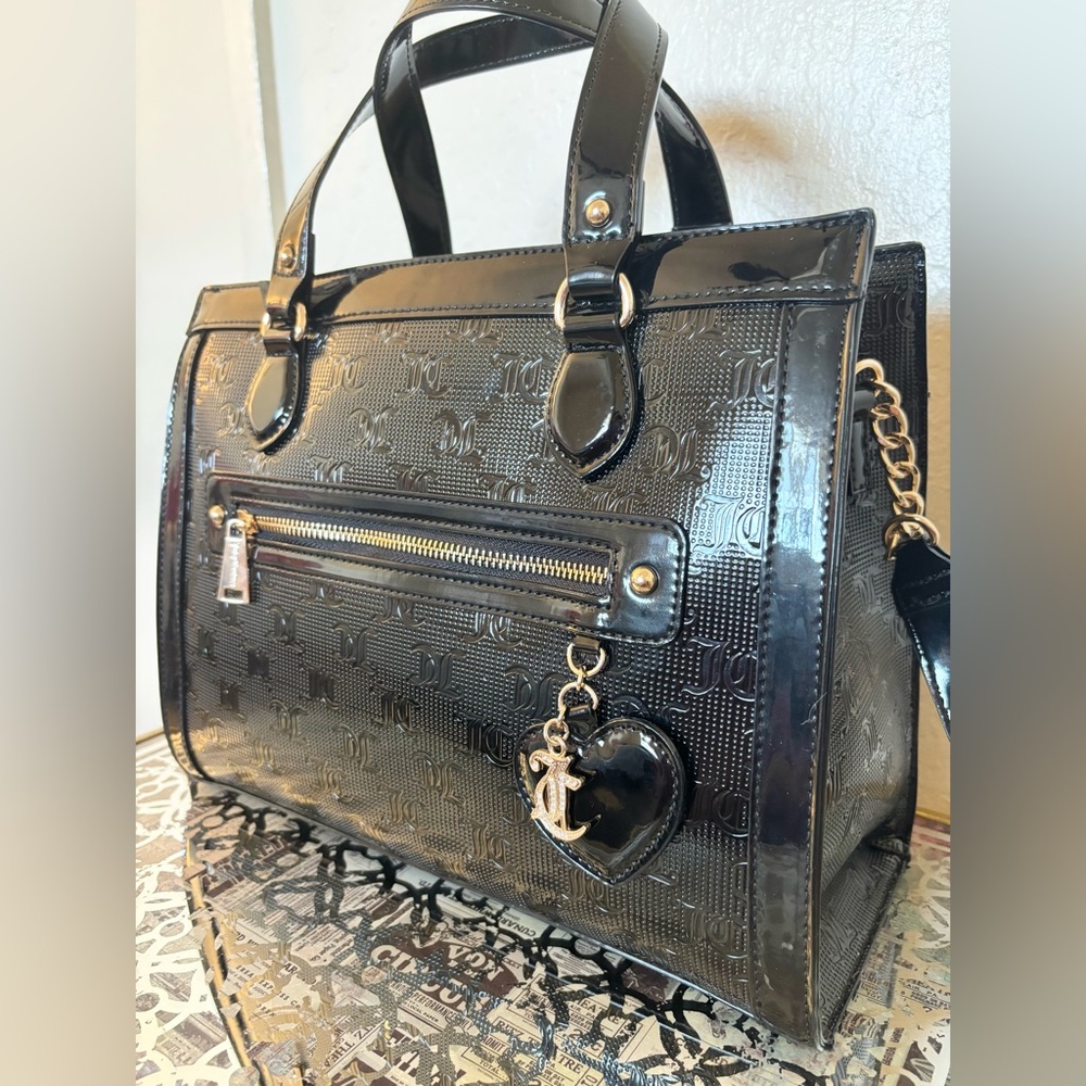 Juicy Couture “Nailed It” Black Embossed Crossbody Tote NWT
